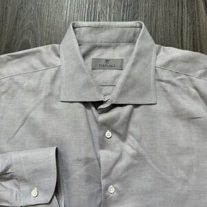 Canali 1934 Shirt Men's 44 17.5 Gray‎ Long Sleeve Button Up Spread Collar Italy